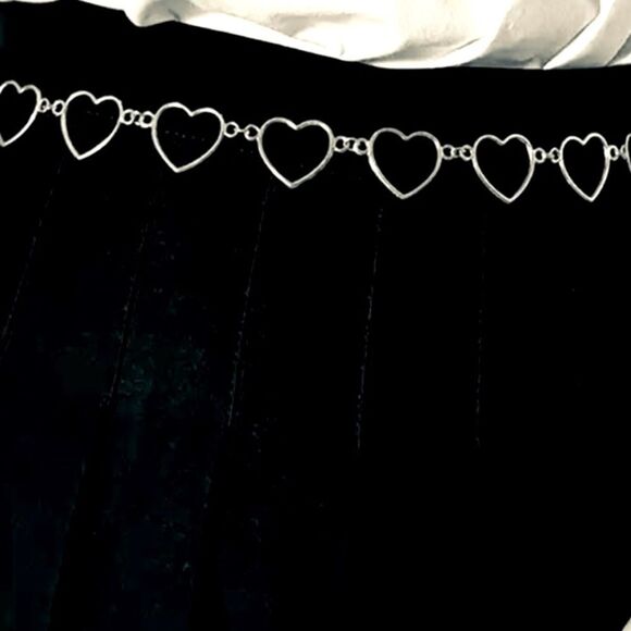 Silver Open Heart Link Adjustable Body Chain Belt NEW - Picture 1 of 4